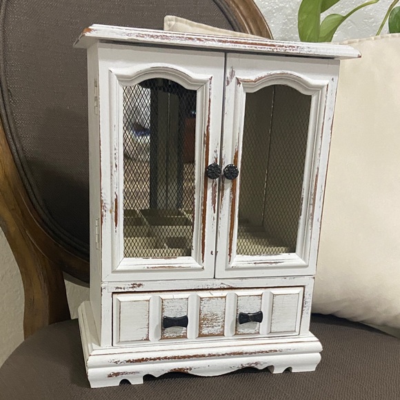 White Distressed Wooden Cabinet